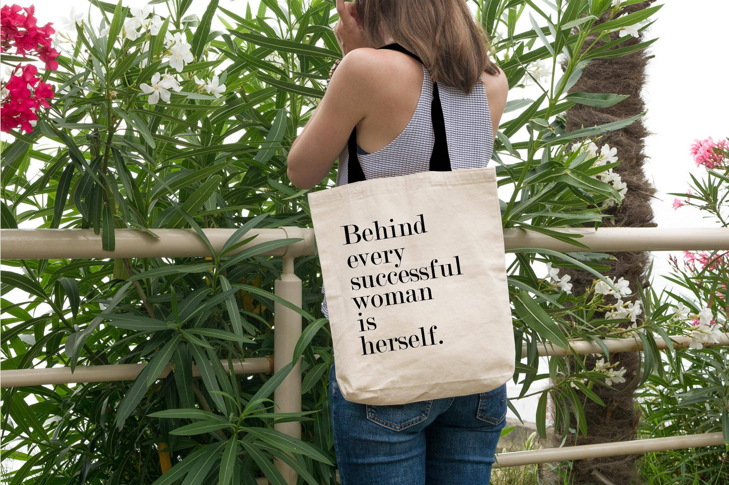 Behind Every Successful Woman is Herself Womens Book Tote Bag