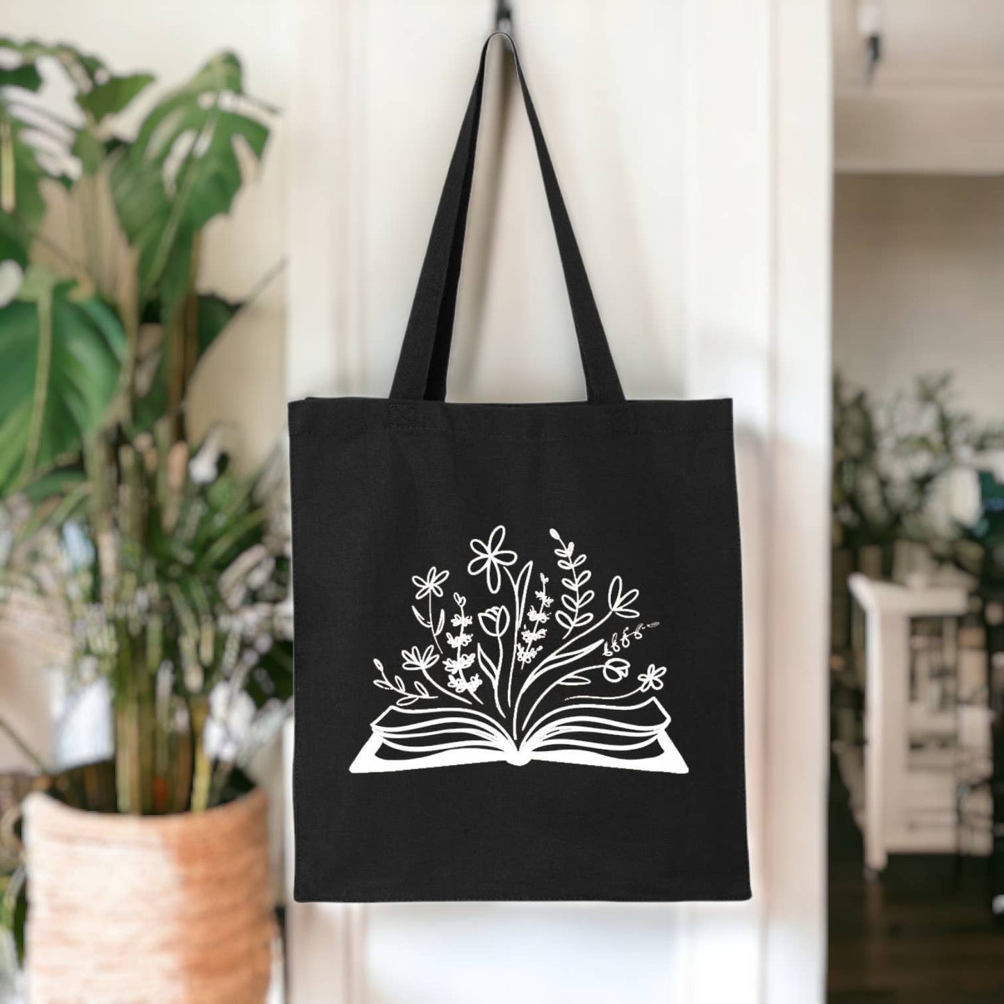 Botanical Library Cotton Artist Designed Canvas Tote l Book l Grocer Bag