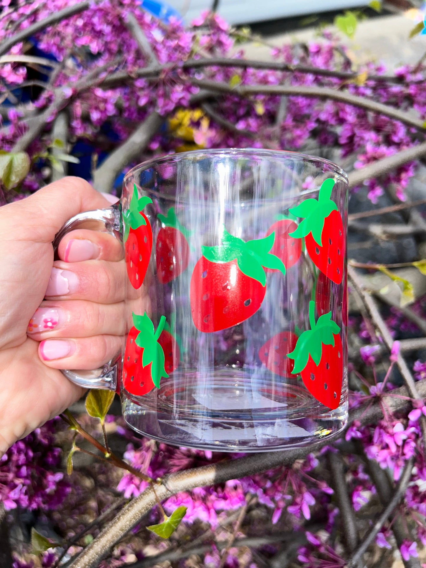 Strawberry Glass Coffee Mug, Fruit Glassware