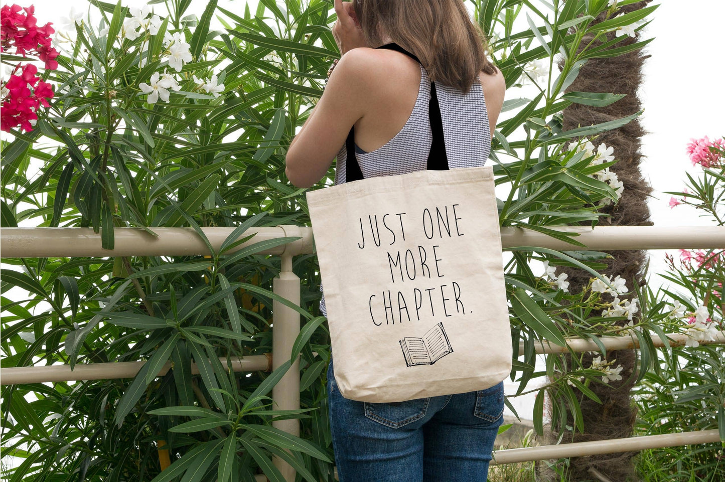 Just One More Chapter Cotton Canvas Tote Bag / Book Bag