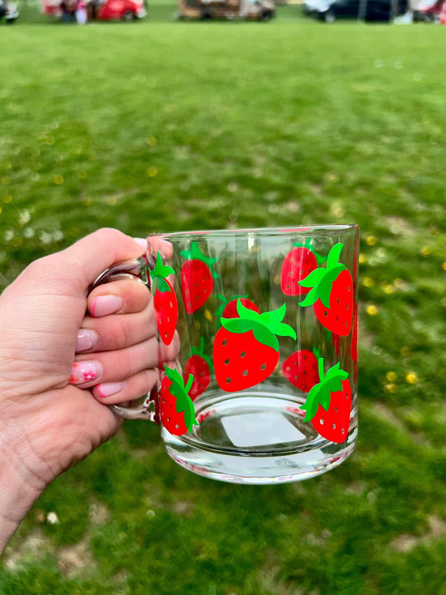 Strawberry Glass Coffee Mug, Fruit Glassware