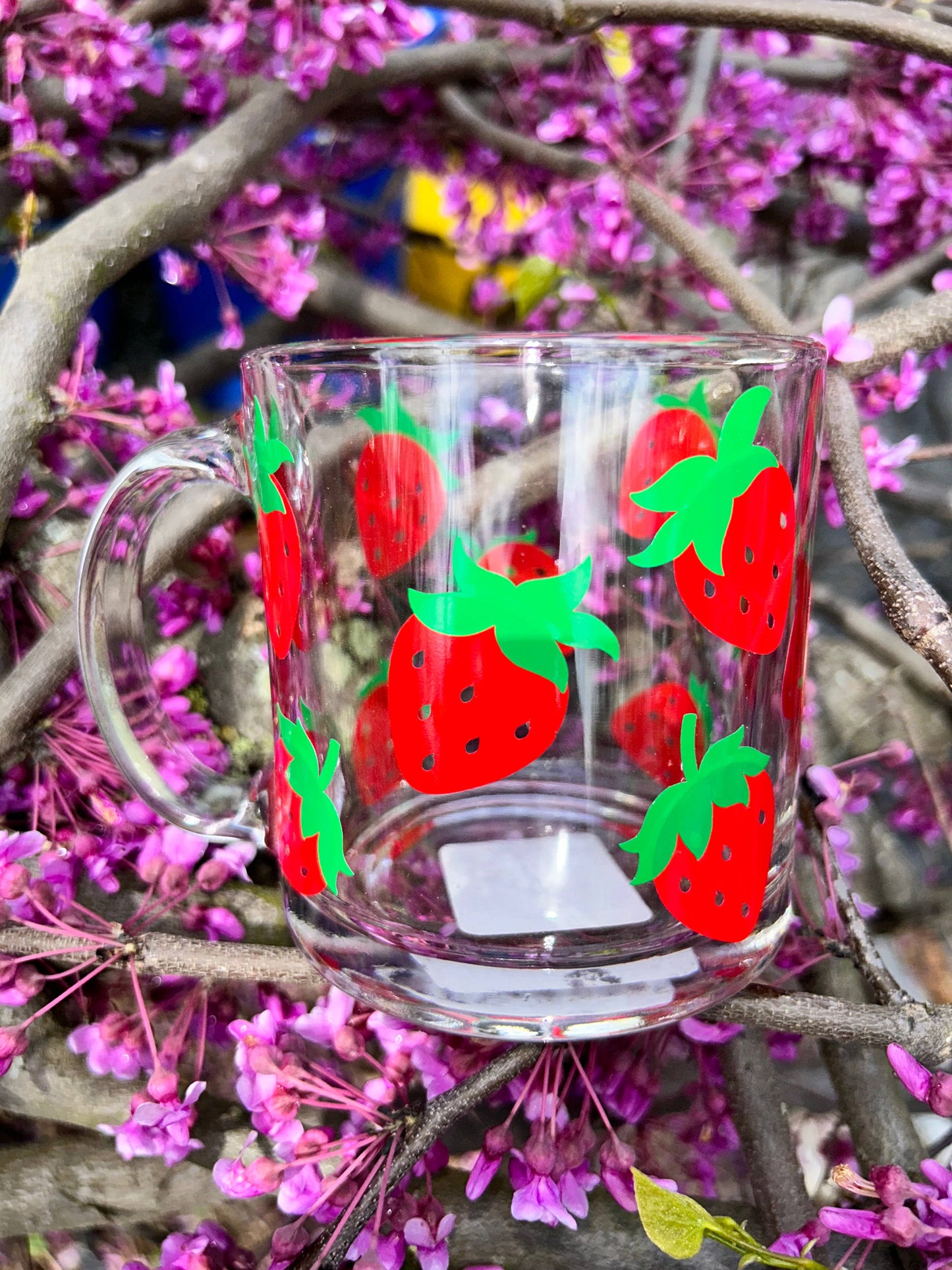 Strawberry Glass Coffee Mug, Fruit Glassware