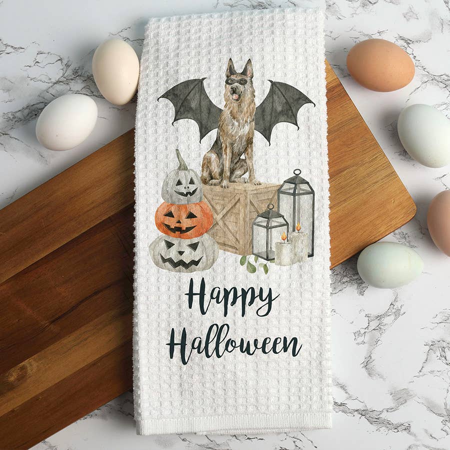 Dog Happy Halloween Towel, Dish Towel Halloween Decor